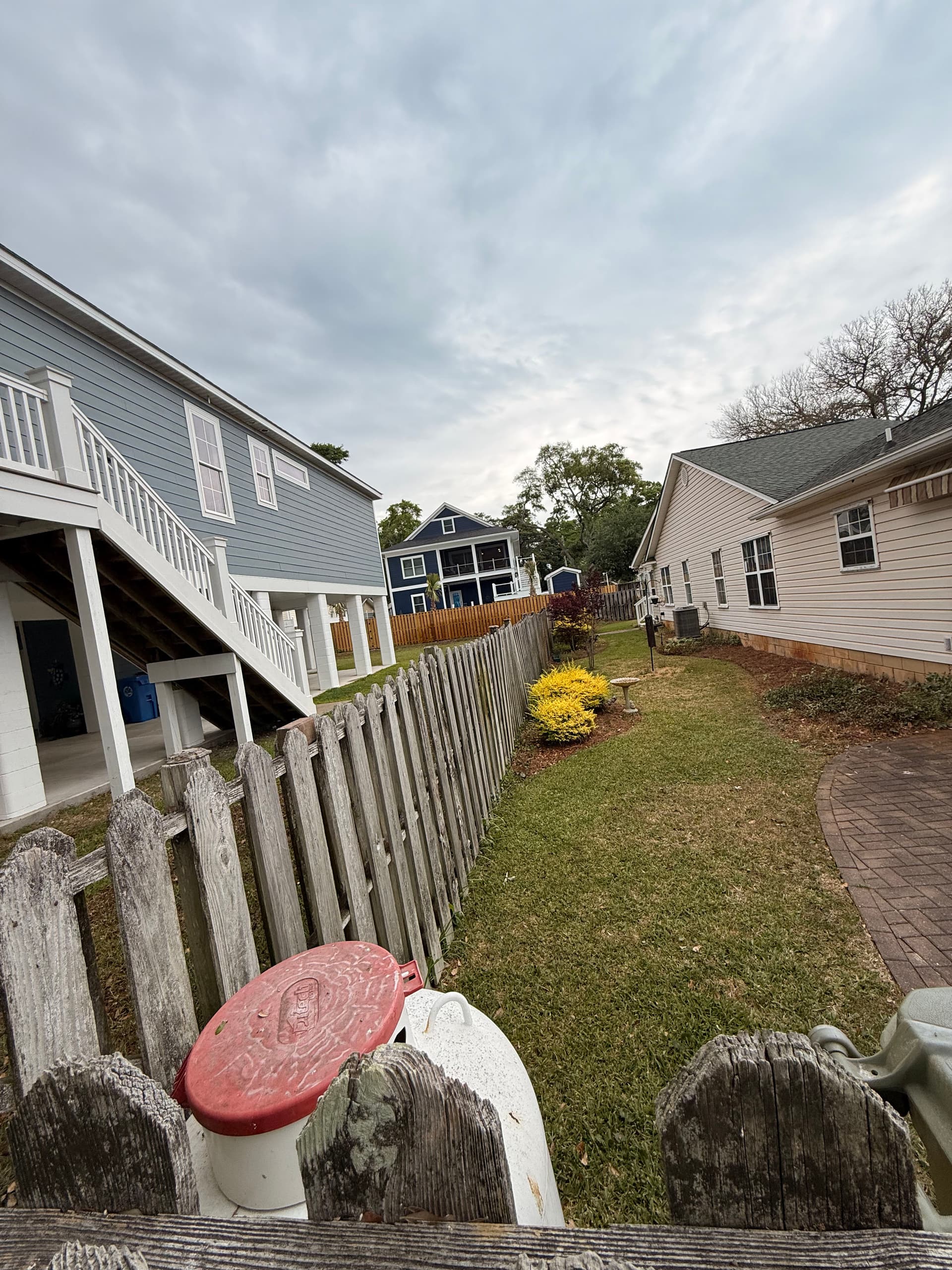 Old Weathered Fence Replaced With Fresh Pressure-Treated Wood image